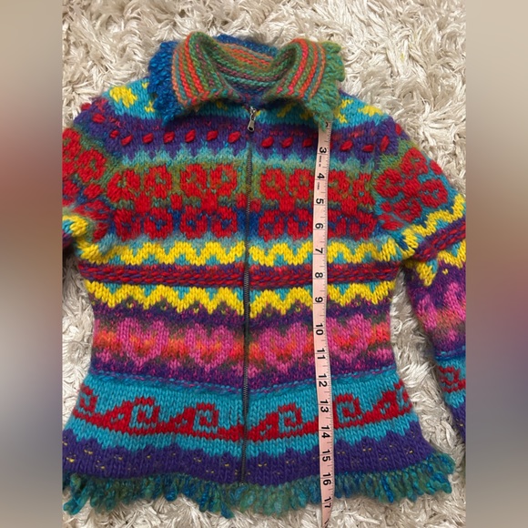 United Colors Of Benetton Girls Colorful Knit Sweater Jacket Size M - 7 - Picture 5 of 9